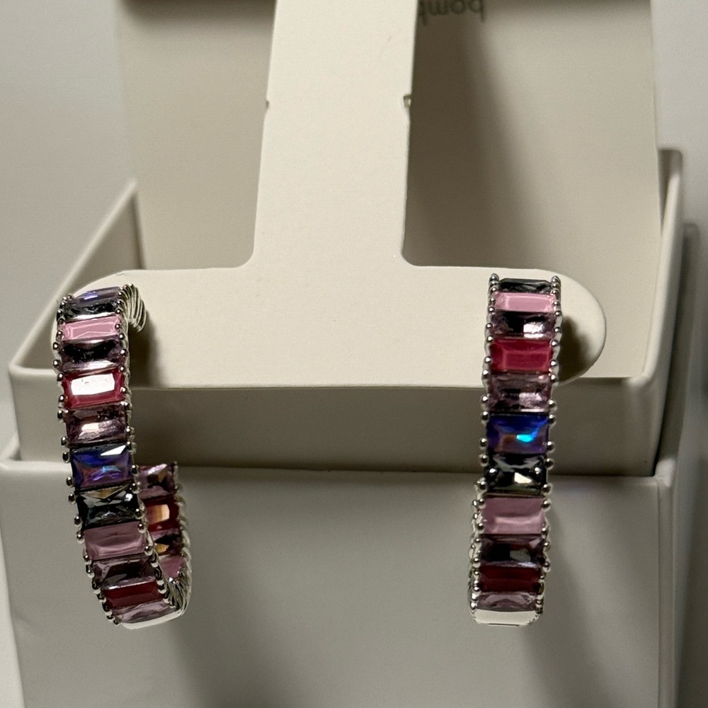 Jewel Candy multi colored Gemstone Hoop Earrings